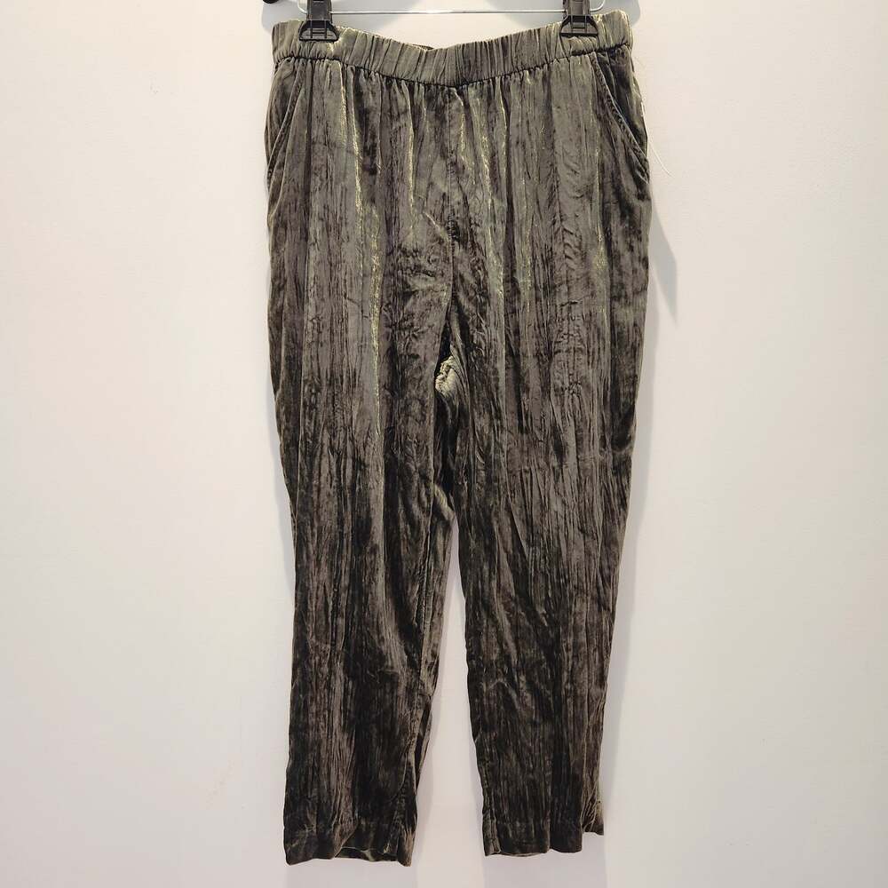 NWT Ett Twa Anthropologie Pants Women's Medium Moss/Green Velvet Pull On Comfy